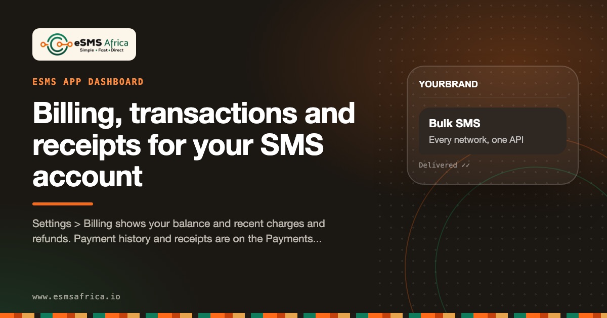 Billing, transactions and receipts for your SMS account