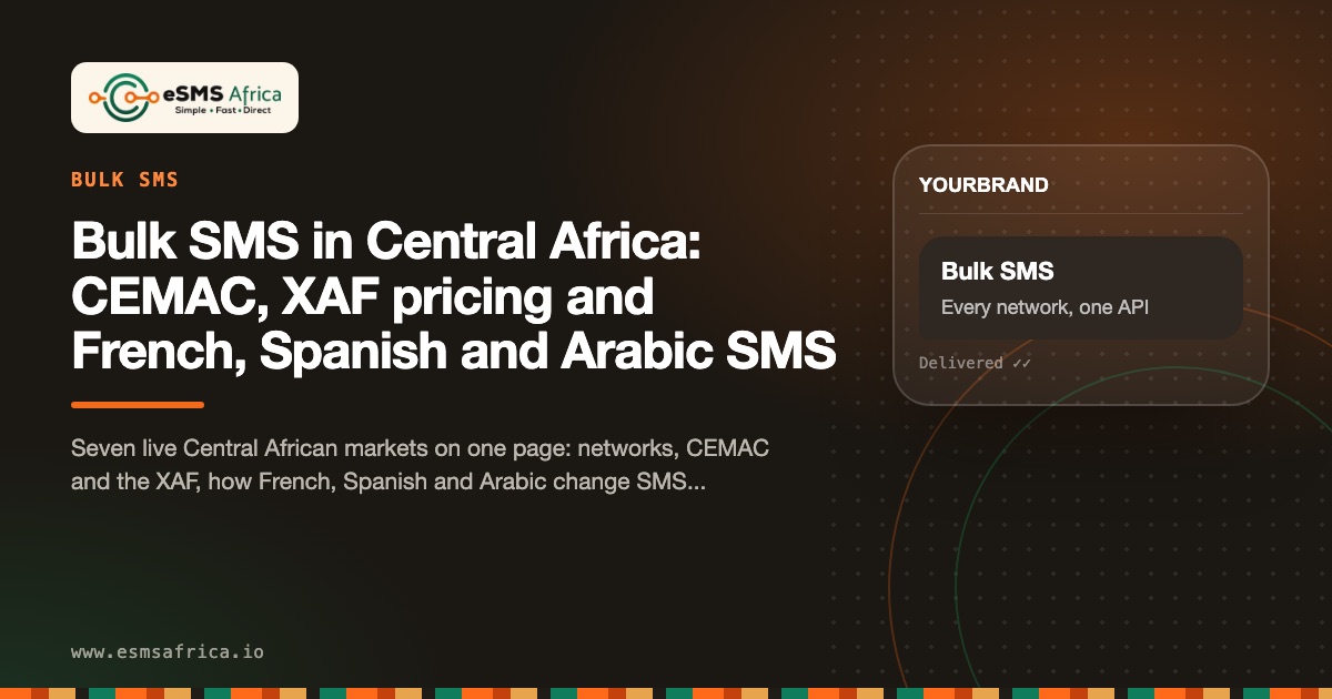 Bulk SMS in Central Africa: CEMAC, XAF pricing and French, Spanish and Arabic SMS