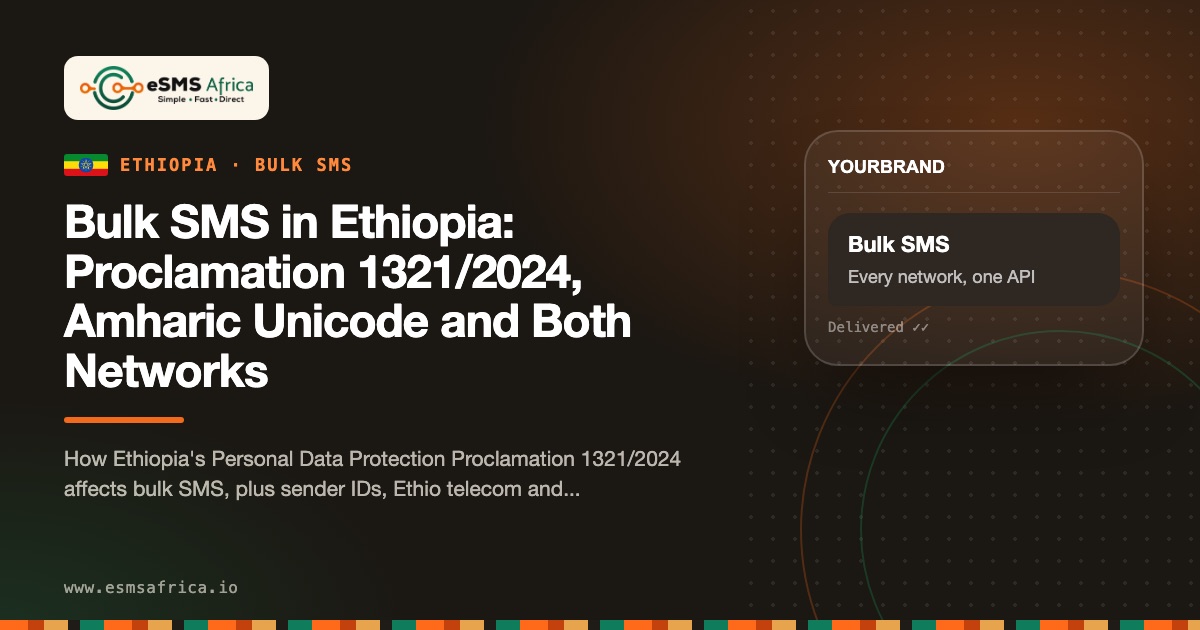 Bulk SMS in Ethiopia: Proclamation 1321/2024, Amharic Unicode and Both Networks