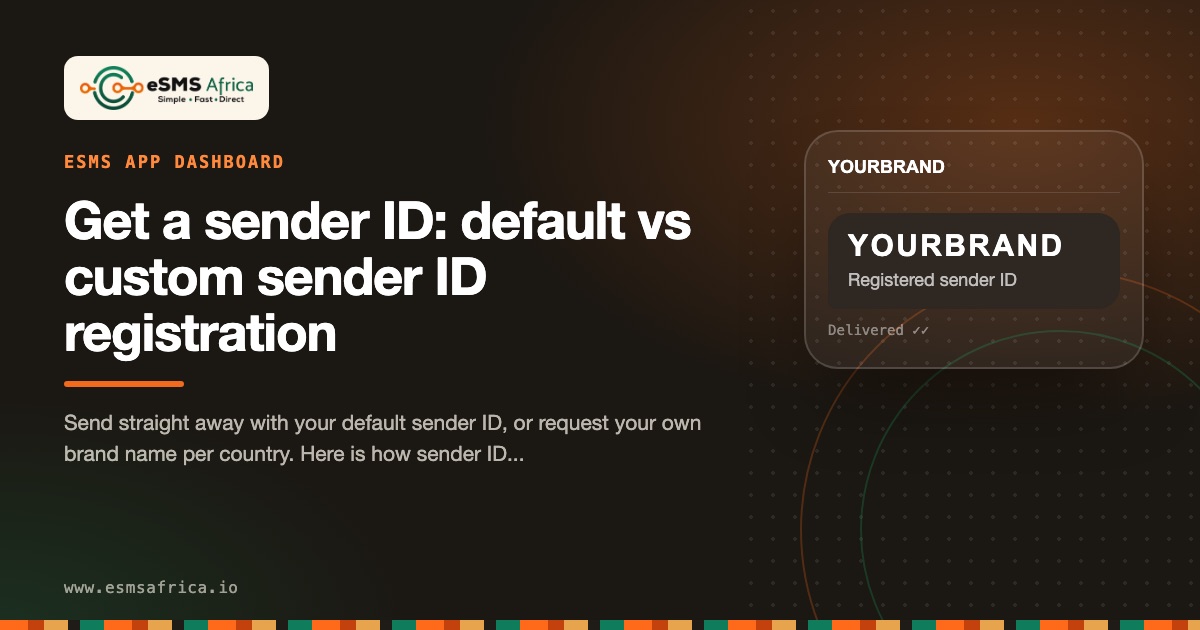 Get a sender ID: default vs custom sender ID registration