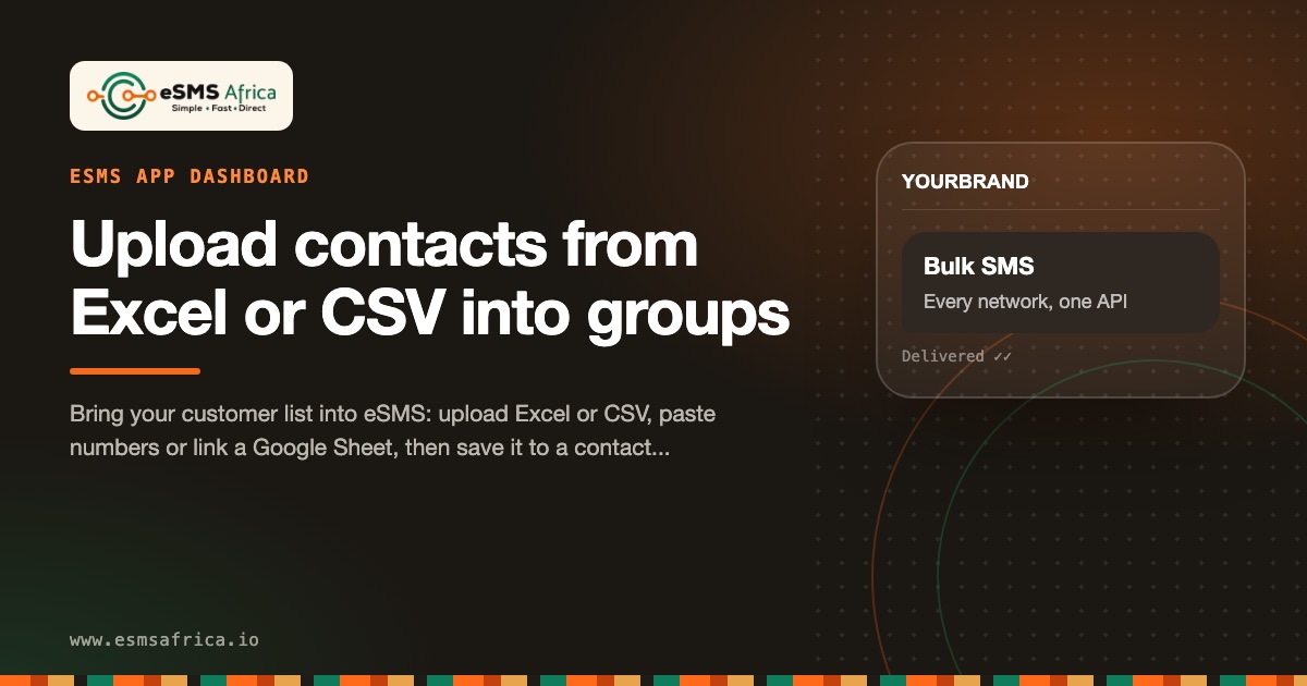 Upload contacts from Excel or CSV into groups