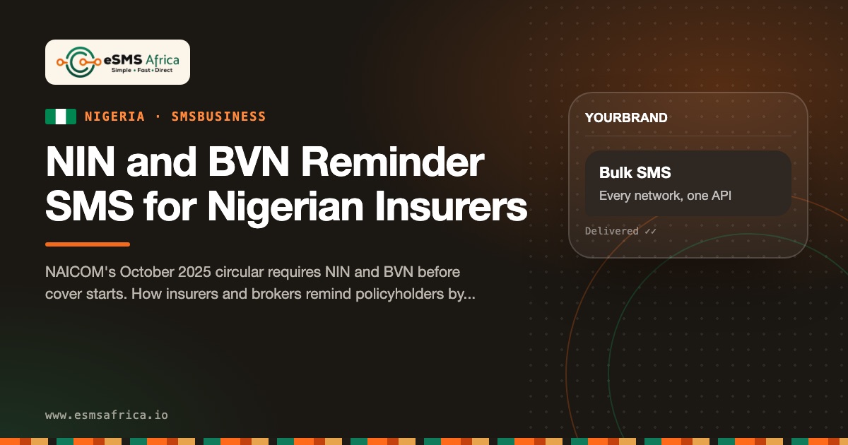 NIN and BVN Reminder SMS for Nigerian Insurers