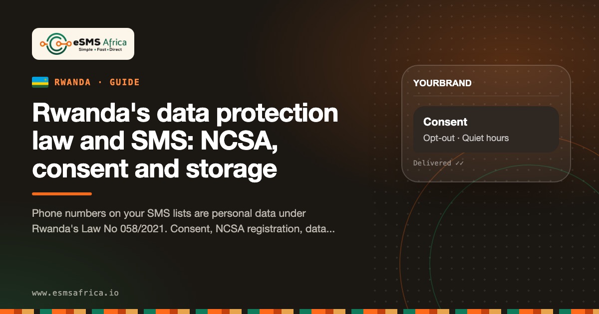 Rwanda's data protection law and SMS: NCSA, consent and storage