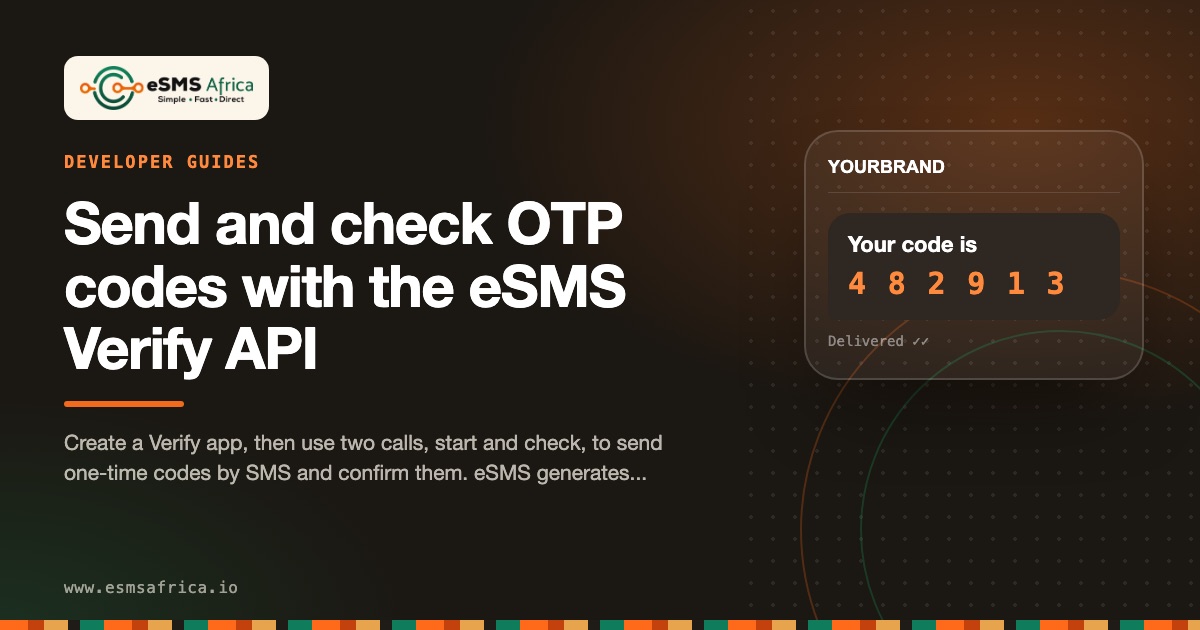 Send and check OTP codes with the eSMS Verify API