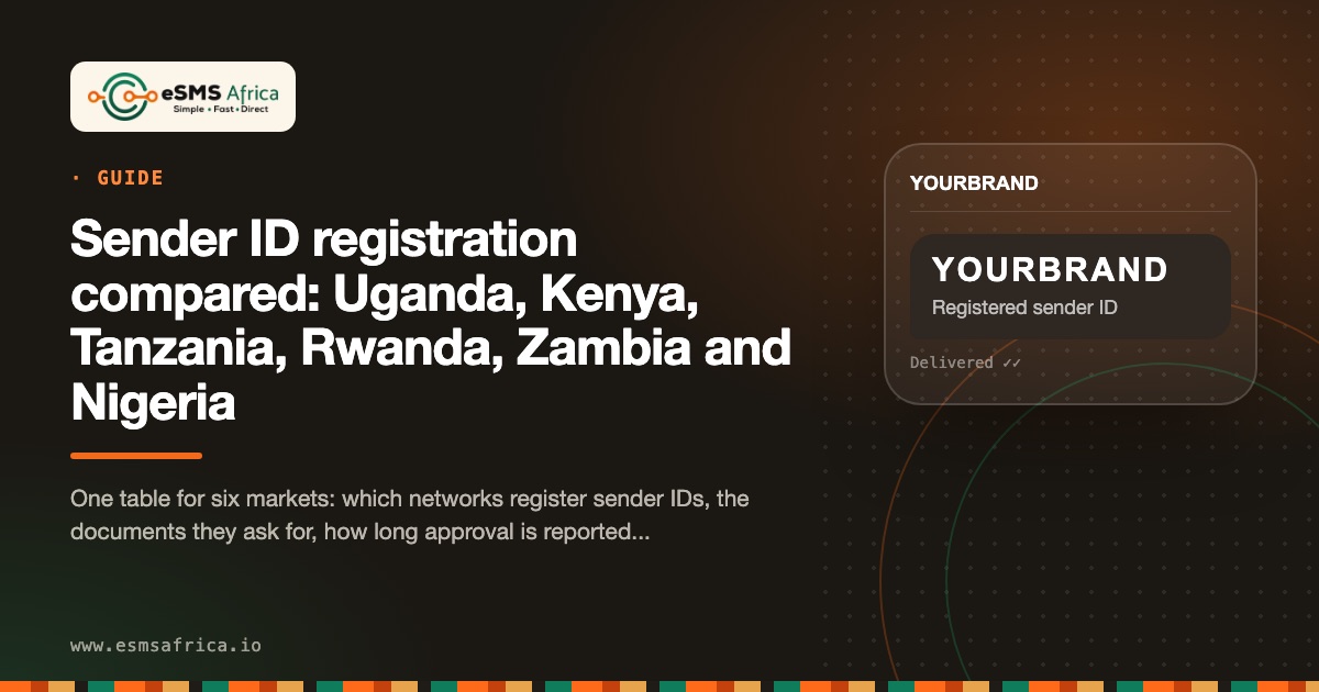 Sender ID registration compared: Uganda, Kenya, Tanzania, Rwanda, Zambia and Nigeria