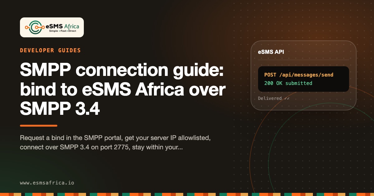 SMPP connection guide: bind to eSMS Africa over SMPP 3.4