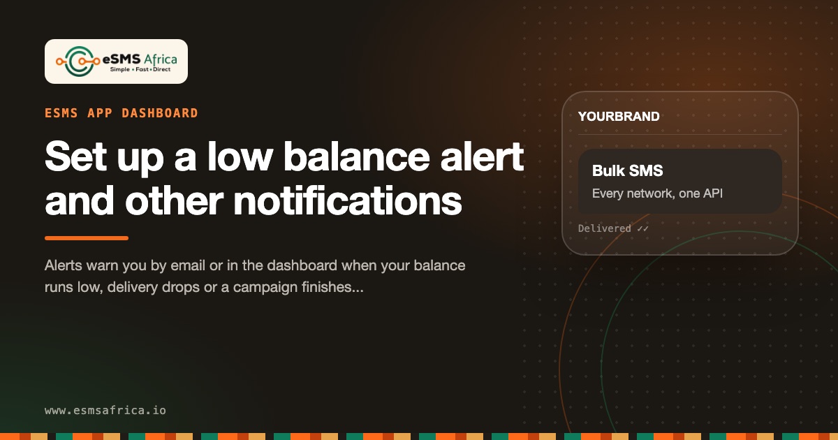 Set up a low balance alert and other notifications