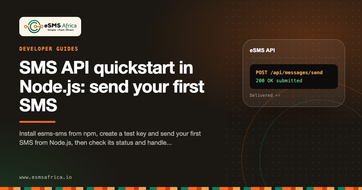 SMS API quickstart in Node.js: send your first SMS
