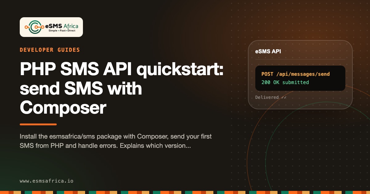 PHP SMS API quickstart: send SMS with Composer