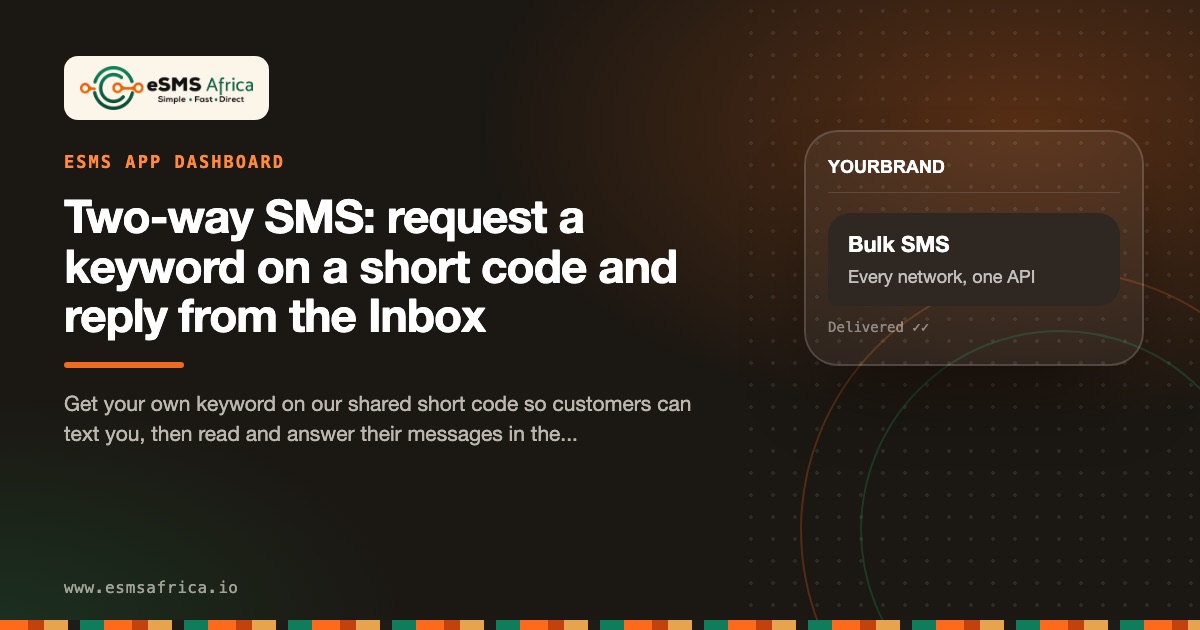 Two-way SMS: request a keyword on a short code and reply from the Inbox